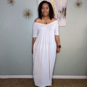 V-neck Short Sleeve Maxi (Bone Color)